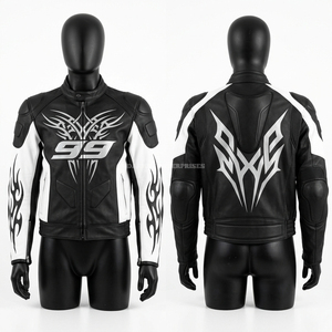 Classic Biker Racing Leather Jacket Custom Graphic Motorcycle Rider Coat Supplier Malaysia South Korea Western Fashion Wear - Product Image 6