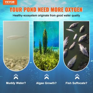 Kit d'aérateur de bassin de 550W pour 3 acres, compresseur de 3/4 CV et 2 aérateurs tubulaires pondérés de 100 lb pour l'aquaculture - Product Image 2