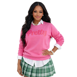 Camiseta de Chenilla de Color Verde Rosado Sólido para Mujer, Manga Corta, Cuello Redondo, Algodón, Bordada, Informal, con Estampado Gráfico - Product Image 1
