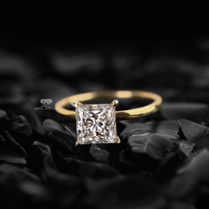 14K Gold Princess Cut Lab Grown Diamond Solitaire Engagement <b>Ring</b> Minimal Bridal Jewelry IGI Certified Wholesale Gift Her - Product Image 1