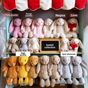 Peluche Lapin Populaire sur Internet, Confortable, en Coton PP, Cadeau pour Bébé, Compagnon de Sommeil pour Enfants, Animal en Peluche à Oreilles Tombantes et Fleur - Product Image 6