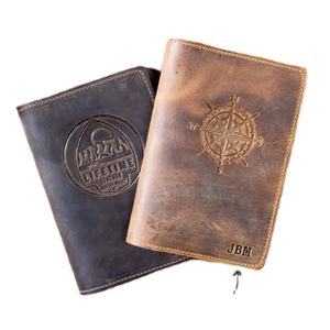 Couverture de journal en cuir personnalisée, faite à la main, design sur mesure, rechargeable, avec sangle, papier ligné, 8x6, journal de voyage, cadeau pour homme et femme, Al-Amir - Product Image 1