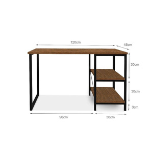 120cm <b>Computer</b> Desk with 2-Tier Storage Shelves - Metal Frame Wood Top Writing Desk Study <b>Table</b> Home Office Workstation - Product Image 1