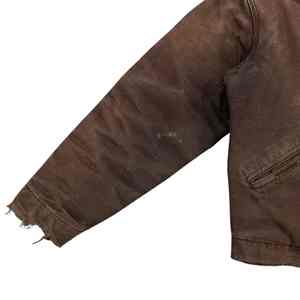 Veste en toile vintage délavée pour homme, style streetwear personnalisé, fermeture éclair, veste de travail en toile épaisse, vestes en jean pour homme - Product Image 3