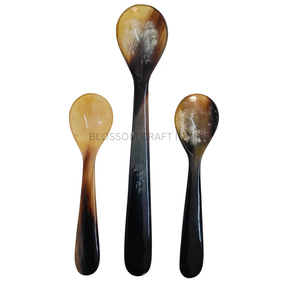 Juego de cuchara multiusos de cuerno de búfalo hecho a mano de lujo y cuchara para servir cuerno de vaca para comedor y té/café - Product Image 1
