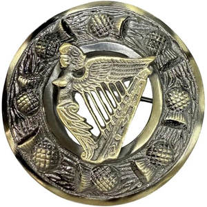 Broche de Kilt Personalizado con Diseño de Arpa Irlandesa, Estilo Escocés Tradicional, 3 Pulgadas, Antiguo, OEM ODM - Product Image 2