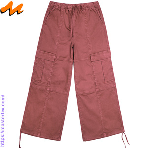 Pantalones Cargo Casuales de Verano para Mujer MASTER TEXTILE, Color Sólido, Pierna Ancha, Transpirables, Cintura Media, Hechos con Tela de 7.37 oz - Product Image 1