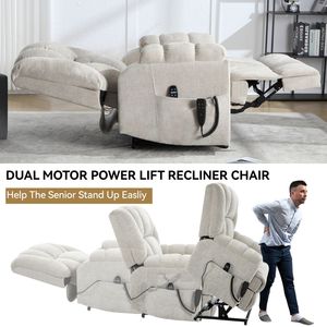 Poltrona Reclinabile Elettrica a Doppio Motore con Massaggio e Riscaldamento, Posizione Infinita, Capacità fino a 160 kg, Sollevamento Elettrico con Telecomando, Durezza Media per Utenti Pesanti - Product Image 5