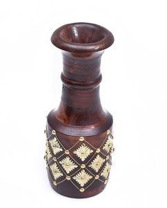 Florero Rústico de Madera Hecho a Mano, Recipiente Redondo de Madera de Sheesham para Mesa, de 4 a 6 Pulgadas de Diámetro, para Decoración del Hogar u Oficina - Product Image 3