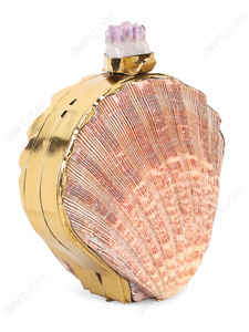 Pochette rose en coquille de coquillage avec fermoir en cristal d'améthyste, forme éventail naturelle, sac de soirée de luxe pour mariée et resort, export OEM - Product Image 2