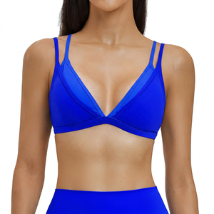 Women's Deep V-Neck Sports Bra Medium Support Breathable solid Color Yoga Top - Product Image 5