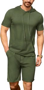 Ensemble 2 pièces pour homme : sweat à capuche et short – Tenue d'été moderne et légère pour le sport et le streetwear – Tissu respirant pour la gym et les activités sportives - Product Image 2