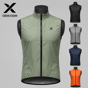 Gilets de cyclisme sportifs imperméables pour hommes X, fermeture éclair intégrale, col montant, coupe ajustée, en polyester, pour l'automne, plusieurs couleurs, OEM/ODM - Product Image 1