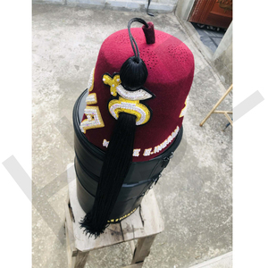 Chapeau Fez Maçonnique Vintage SHRINE Egypt Drum Corp en Feutre avec Strass – Casquette Franc-Maçon HSE - Product Image 5