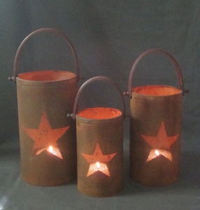 Iron Star Cutout <b>Lanterns</b> with Handle for Home Decoration Christmas <b>Candle</b> Holders - Product Image 1