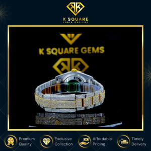 Montre de luxe analogique automatique en acier inoxydable de qualité supérieure, avec verre saphir, résistante à l'eau VVS, et sertie de moissanite – Vente en gros - Product Image 4