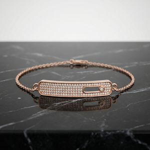 Pulsera Clásica Ajustable de Plata de Ley 925 con Cadena de Eslabones, Moderna, para Mujer, Chapada en Oro Rosa con Diamantes, Joyería Fina, Regalo de Boda - Product Image 2
