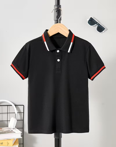 Breathable Eco-Friendly Quick Dry 160g Polyester/Cotton Jersey Plain Dyed Compressed Short Sleeve Polo Shirt Boys Casual Pink - Product Image 2