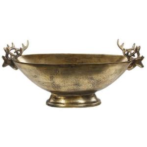 Bol en métal vintage fait main avec poignées en bois de cerf, finition polie, bols décoratifs pour accessoires de table, décoration de Noël - Product Image 1