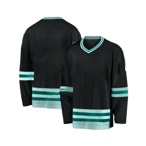 Maillot de hockey sur glace pour homme à col en V, manches longues, noir rayé, polyester, coupe classique, respirant, toutes saisons - Product Image 6