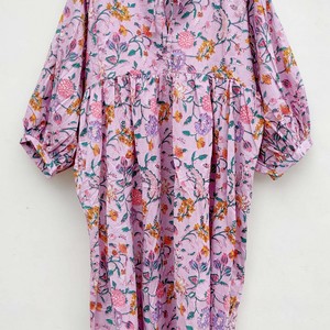 Robe longue décontractée élégante faite à la main, coupe ample, été/hiver, 100 % coton pur, imprimé floral, style naturel, vente en gros - Product Image 1