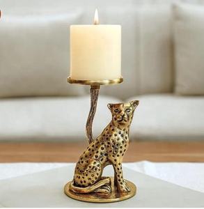 Porte-bougie en aluminium Jaguar personnalisable, fait main, pour la décoration de la maison, les mariages et les fêtes de Noël, haute qualité - Product Image 1