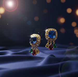 Pendientes de Plata de Ley 925 con Circonita Cúbica Azul Corte Hidro y Baño de Oro de 18K, Pendientes de Diseño Hechos a Mano, Regalo de Joyería para Mujer - Product Image 4