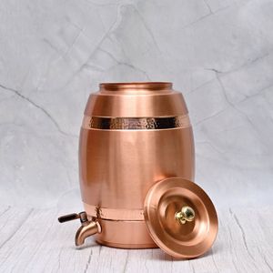 Handmade Pure Copper Water <b>Dispenser</b> with Tap Large Storage Ayurvedic <b>Drinking</b> Pot for Home Kitchen Restaurant and Hotel - Product Image 2