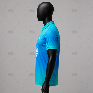 เสื้อกอล์ฟผู้ชายขายส่ง แบบกำหนดเอง ผ้าฝ้าย กันยับ แห้งเร็ว แขนสั้น ระบายเหงื่อ OEM ODM - Product Image 6