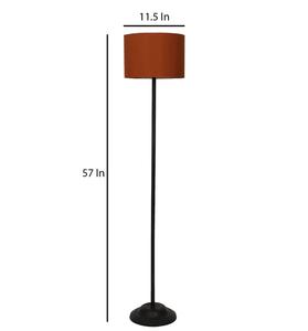 Modern <b>Iron</b> Floor Lamp with Yellow Fabric Drum Shade Warm White LED Light for Living Room Residential Use - Product Image 4
