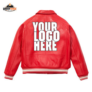 Chaqueta de Cuero Estilo Bomber Vintage para Hombre, Chaqueta de Cuero Genuino de Piel de Oveja Estilo Universitario Retro, Estilo Urbano, Bordado Personalizado en la Parte Delantera - Product Image 4