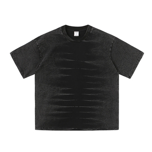 T-shirt oversize délavé à l'acide pour homme, style Y2K, imprimé tie-dye, coton 300 GSM, coupe ample rétro, tendance, décontracté, vente en gros - Product Image 3