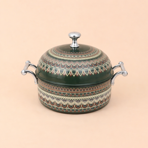 Olla de Acero Inoxidable de Lujo con Aislamiento Térmico y Patrón Geométrico, Antiadherente, de 28 cm, Duradera, con Tapa, para Mantener la Comida Caliente - Product Image 1