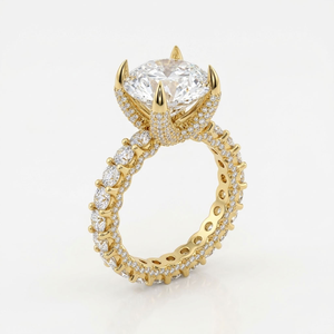 Anillo de compromiso con diamantes redondos, oro de 18 quilates, engaste de garras, joyería nupcial para boda - Product Image 1