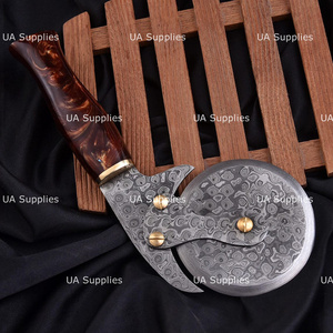 Couteau à pizza en acier damas forgé à la main, OEM ODM disponible, couteau de chef Ulu de haute qualité - Product Image 4