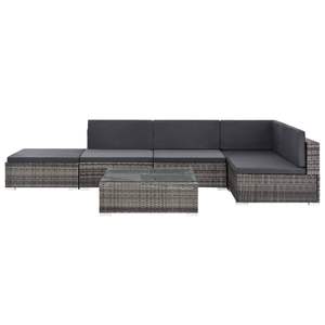 Ensemble de canapés de jardin gris foncé avec coussins, résistant aux UV, en rotin PE, mobilier d'extérieur au design contemporain, imperméable, pour usage extérieur - Product Image 3