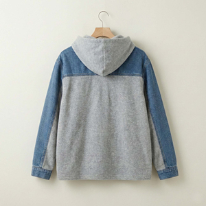 Custom <b>Rhinestone</b> Winter <b>Jacket</b> Man Crystal Streetwear Oversized Baggy Applique Patch Zip up Denim Hoodie 100% Cotton - Product Image 4