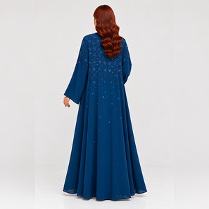 New ALRESHA Blue Embellished <b>Abaya</b> Long Sleeve Modest Muslim Floor Length Eid Wedding Wear Women Luxury Islamic Fashion - Product Image 3