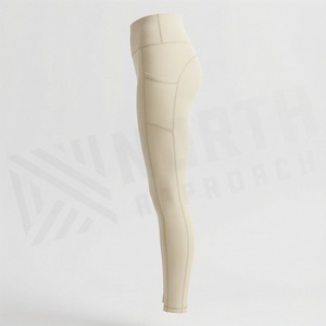 Premium Mid Waist Cotton Bamboo Fiber Leggings Gym Sportswear Solid Pattern Elastic Styles In Your Customized Color - Product Image 3