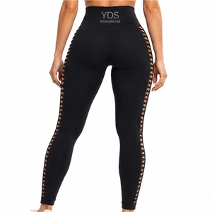 Leggings de yoga personnalisés pour femmes, taille haute, découpés, en tissu extensible, coupe confortable, bas de tenue de sport sur mesure pour femmes - Product Image 2