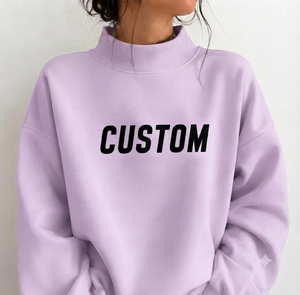 เสื้อสเวตเชิ้ตคอเต่าทรงโอเวอร์ไซส์สำหรับผู้หญิง พิมพ์ลายตัวอักษรตามสั่ง ผ้าฝ้ายถัก 100% สวมใส่สบายๆ ในฤดูใบไม้ร่วง - Product Image 1