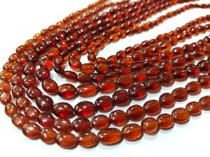 Perles de grenat Hessonite naturel ovales, pierres véritables, 6 à 8 mm, brin de 8 pouces de long - Product Image 6