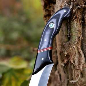 Drop Point Skinner Knife Stainless Steel Blade Micarta Handle Red Leather Sheath Outdoor Use - Product Image 2