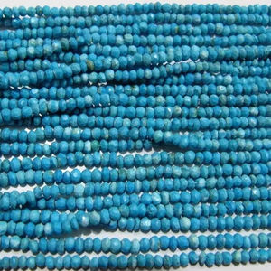 Perles de turquoise naturelle facettées rondes de 4 mm, brin de 13 pouces de long - Product Image 3