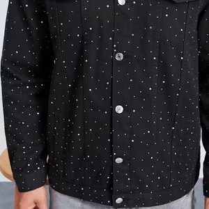 Chaqueta de Invierno para Hombre, Personalizada, de Mezclilla con Pedrería, Cuello Redondo, Secado Rápido, Transpirable, 100% Algodón, OEM, Precio Bajo, Superventas - Product Image 6