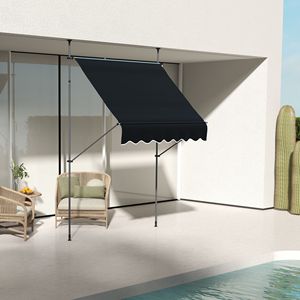 Tenda da Sole Retrattile Manuale Nera Elegante 65 x 4 m, Autoportante, Protezione UV 5m per Finestre, Porte e Terrazze, Facile Installazione Senza Viti - Product Image 2
