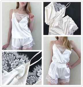 Luxury Satin Women's Winter/Autumn Night <b>Dress</b> Sleepwear Set <b>Elastic</b> Waist Breathable Sexy Design Cozy V-neck Shorts Front - Product Image 4