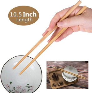 Baguettes longues et légères en bambou naturel – Baguettes en bois réutilisables de qualité alimentaire pour la cuisine asiatique et les repas quotidiens - Product Image 3