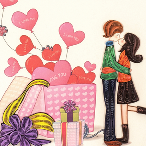 Tarjeta de Quilling con Tema Romántico de Pareja Abrazada, Te Amo, Tarjeta de Felicitación Hecha a Mano con Sobre, Regalo para Enamorados - Product Image 1