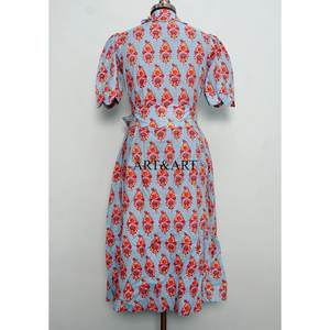 Vestido Moderno Casual de Manga Corta para Fiesta, Estilo Dulce y Elegante para Mujer, Estampado a Mano, de Algodón, Tipo Canguro, Cómodo y Corto - Product Image 6